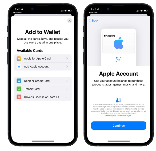 荥经苹果手机维修分享iOS 15.5钱包App如何添加 Apple 账户 